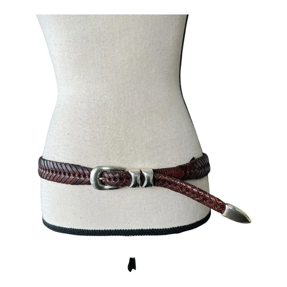 Mezlan Womens Dark Brown Braided Leather Belt